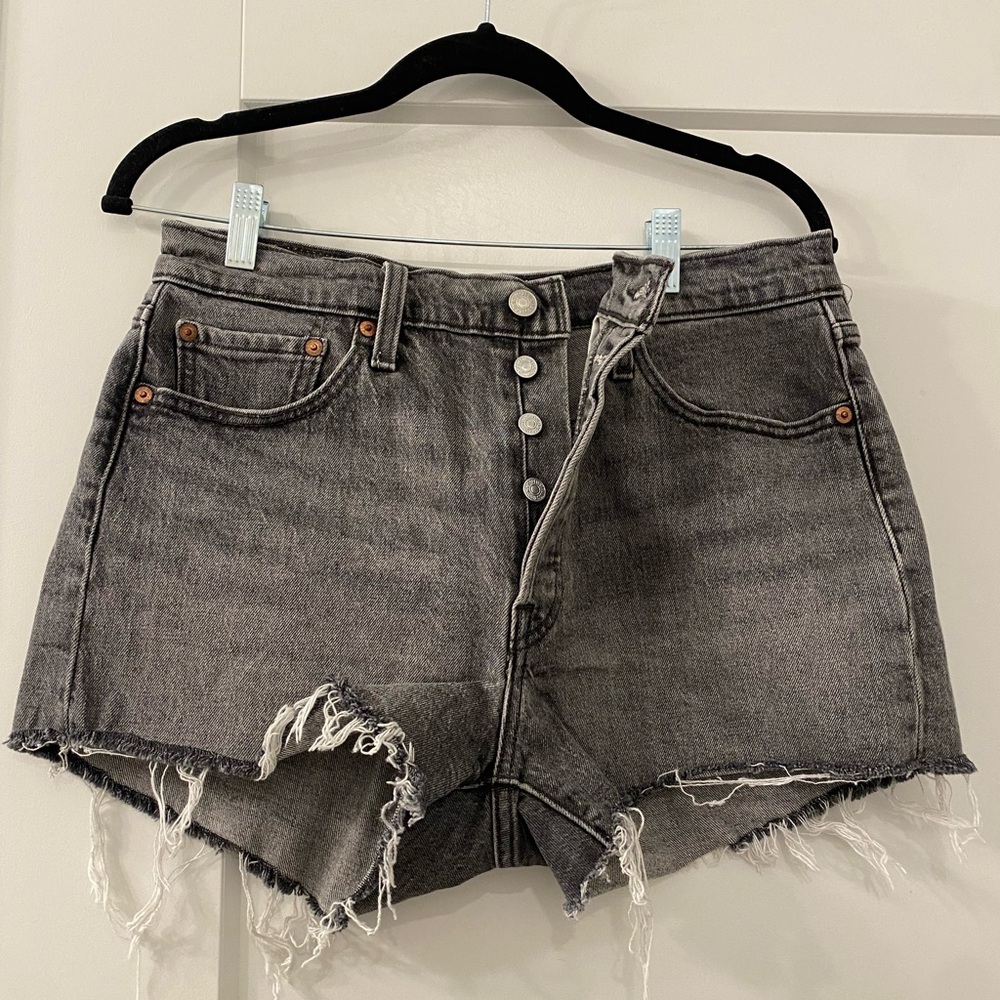 Levi's 501 Black Distressed Jean Shorts